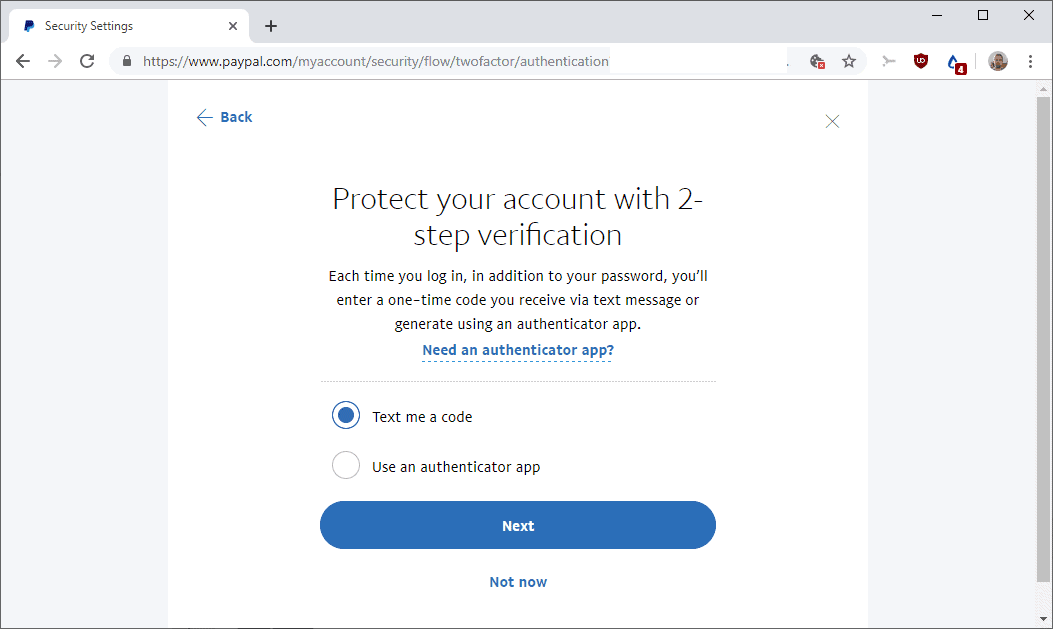 paypal authenticator app support