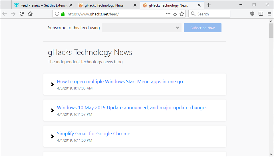 rss feed preview firefox