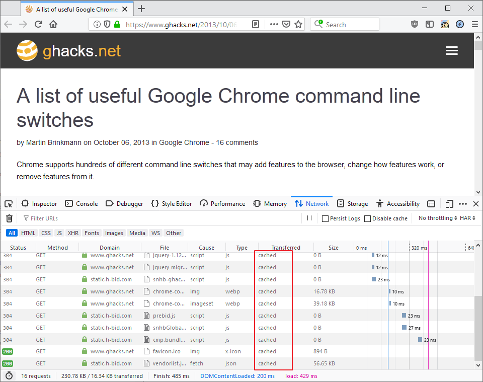 use-local cache loading webpages