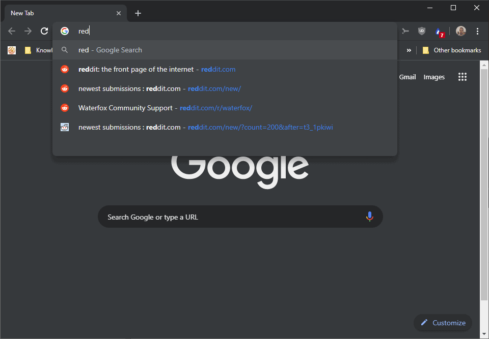 Searches in the search bar done without autocomplete show “No