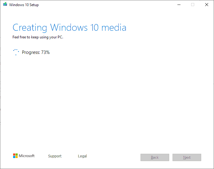 creación de medios de Windows 10