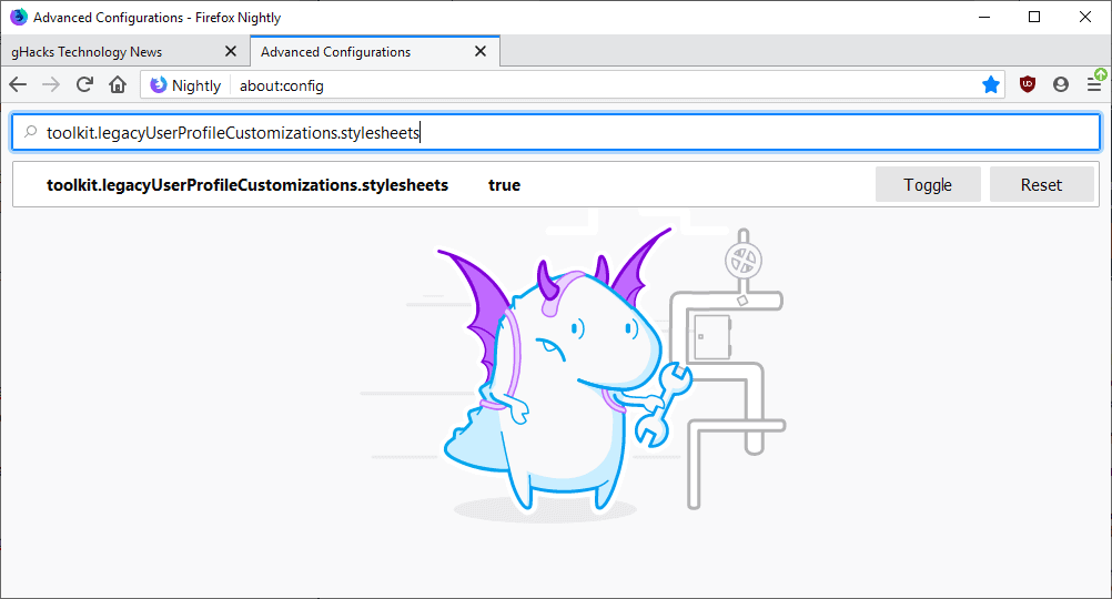 firefox toolkit.legacyUserProfileCustomizations.stylesheets