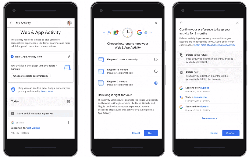 google delete activity automatically