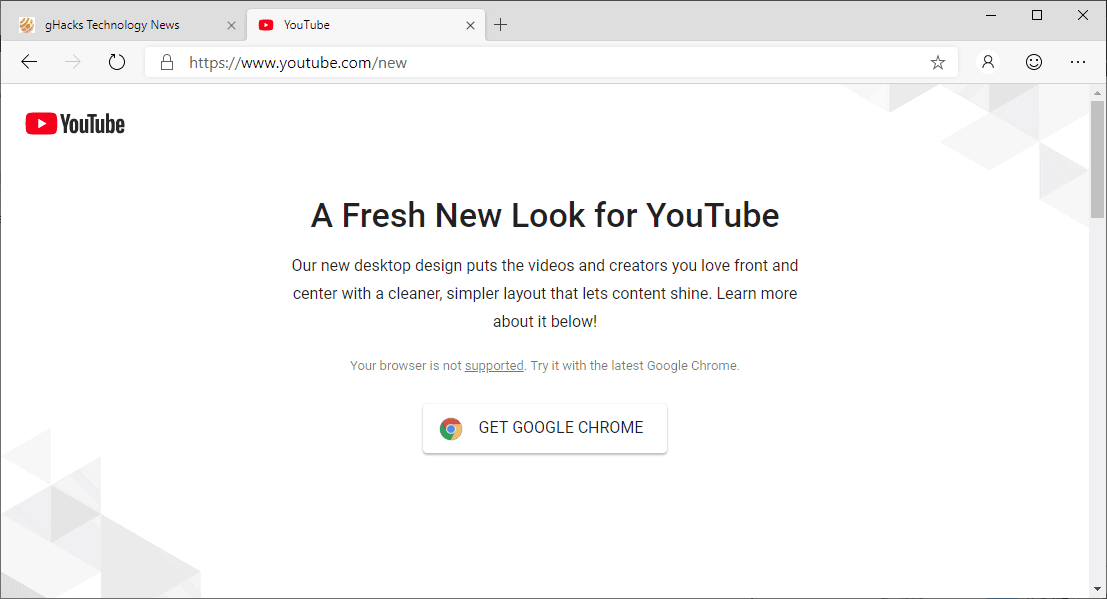 google youtube not supported