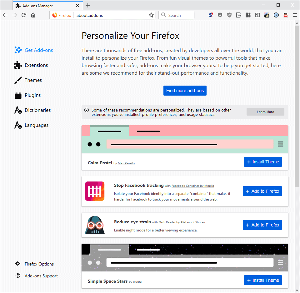 old personalize firefox