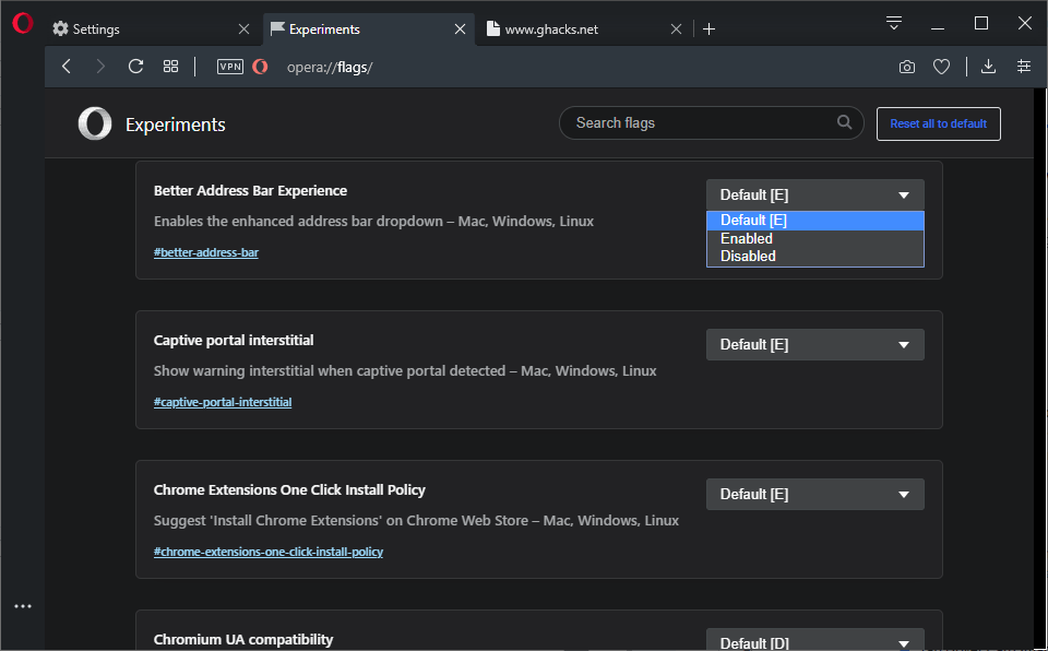opera experimental flags default