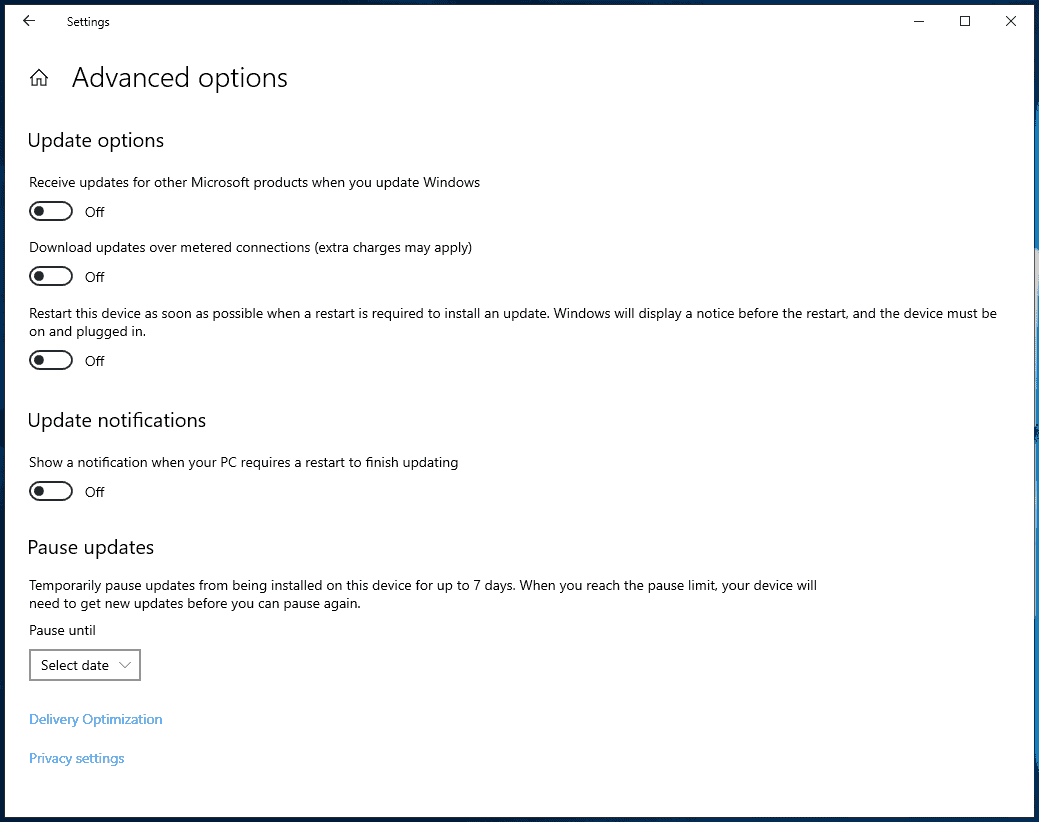 windows 10 903 no update deferral