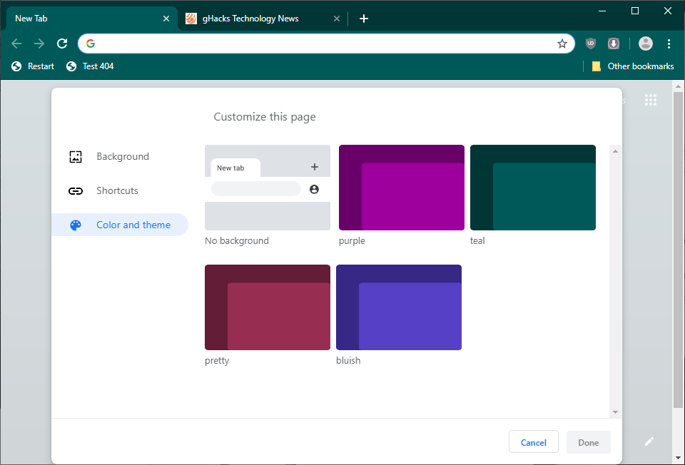 chrome change interface color scheme