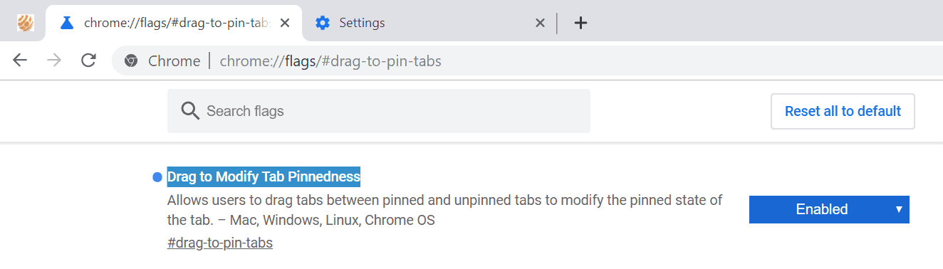 chrome drag and drop pin tabs