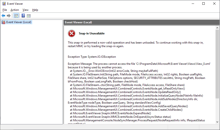 event viewer error