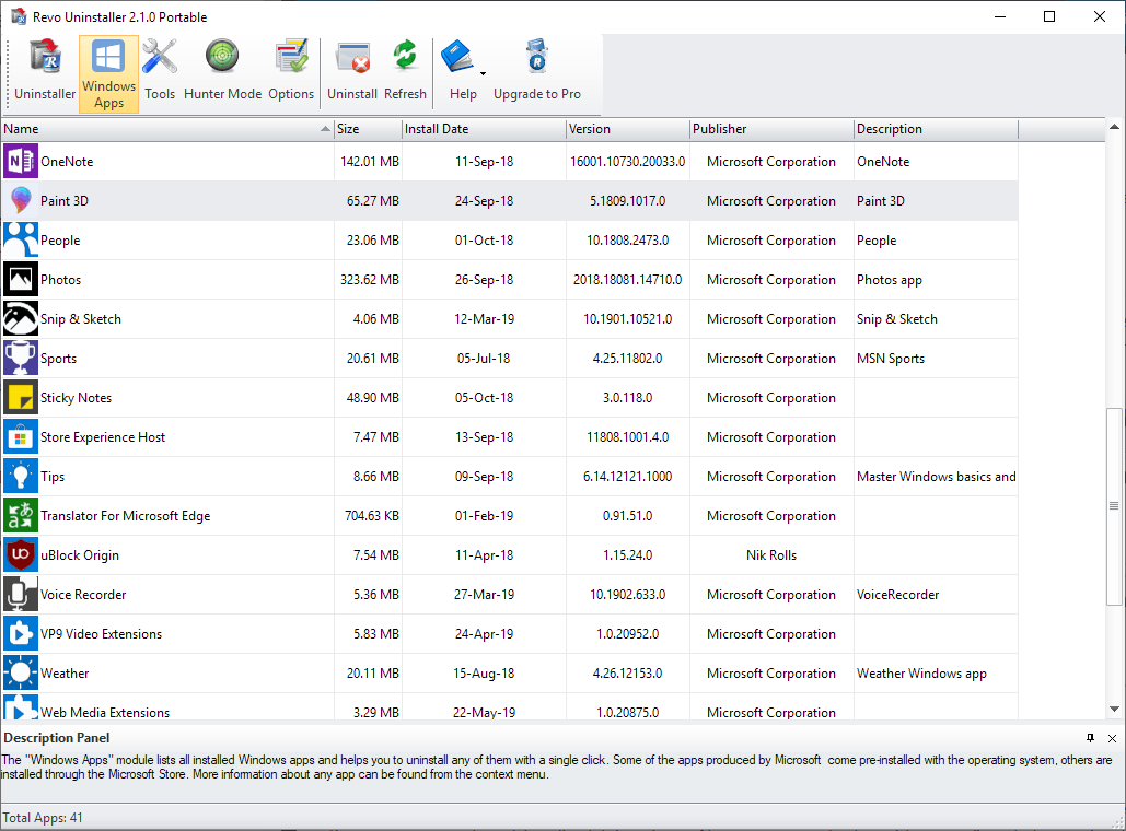 revo uninstaller remove windows apps