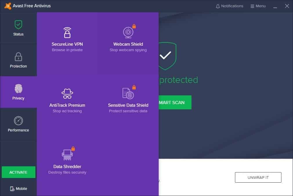 Avast Free Antivirus - privacy