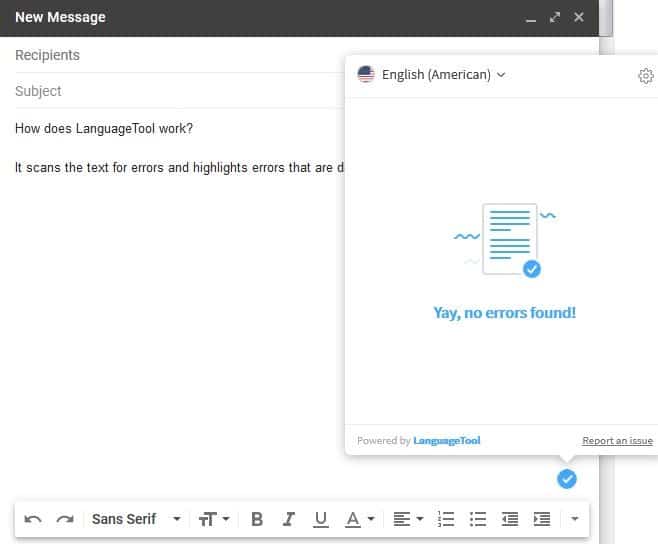LanguageTool is a free, open-source, grammar and spell checker