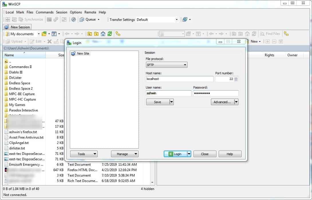 SFTP server in Windows WINSCP