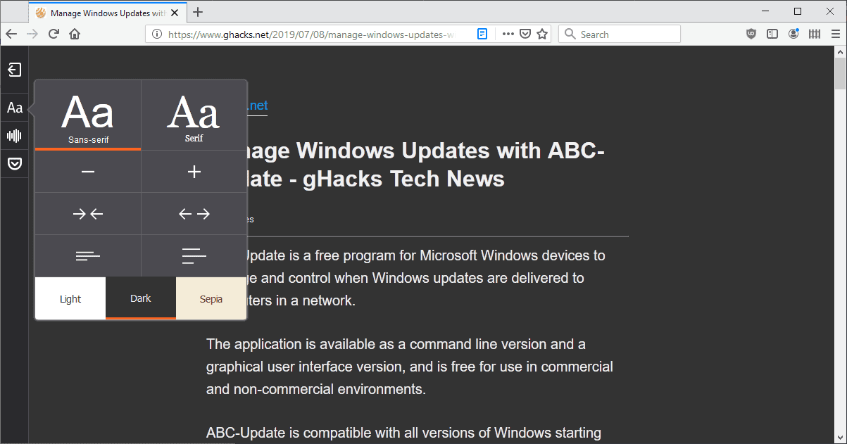 mozilla dark reader