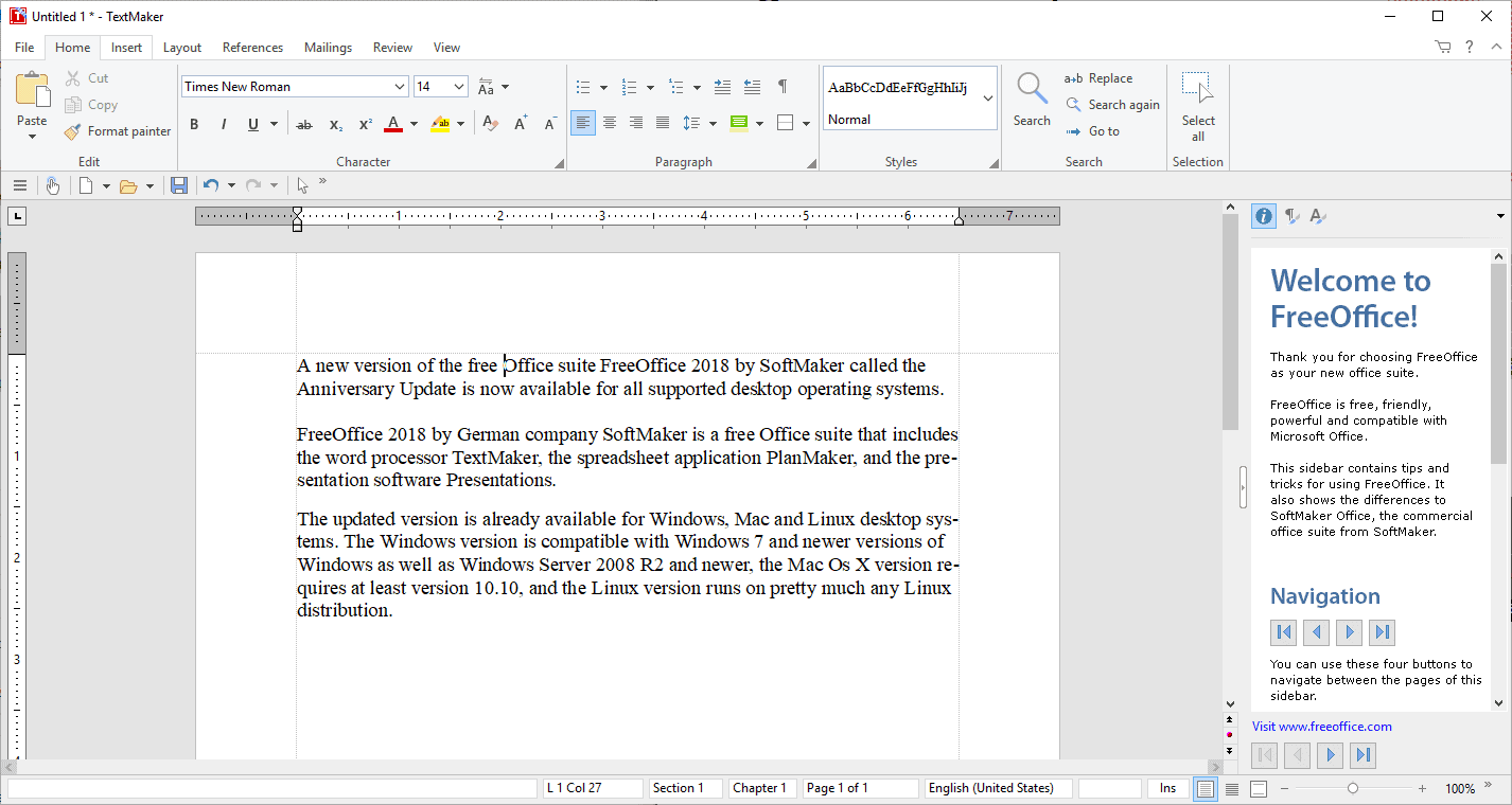 freeoffice 2018 textmaker