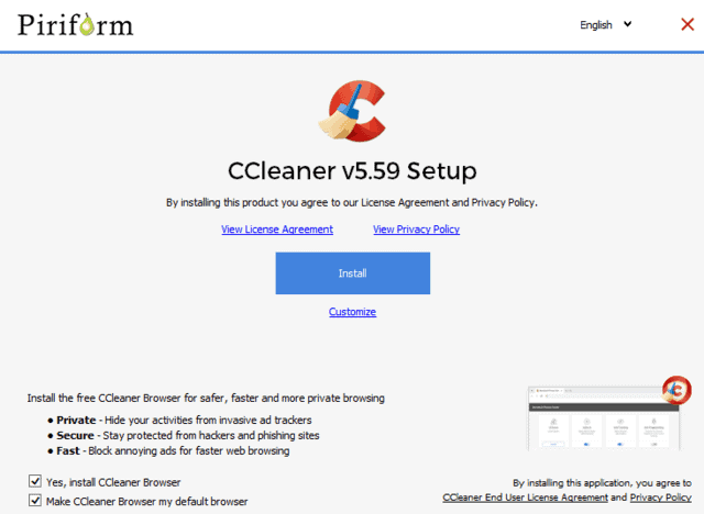 piriform-new ccleaner browser offer