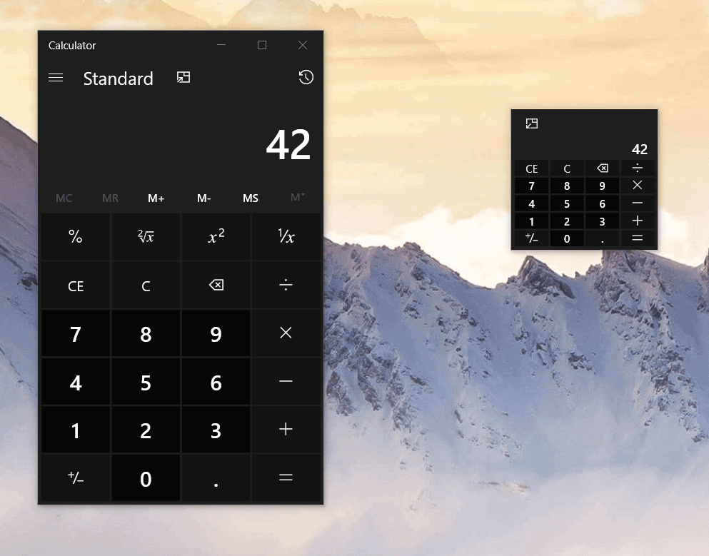 windows calculator on top tiny