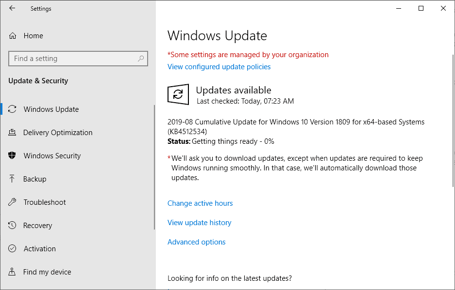 KB4512534 windows 10 1809