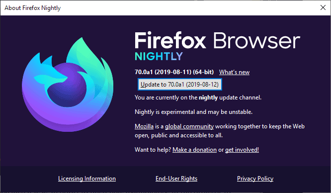 firefox browser nightly name