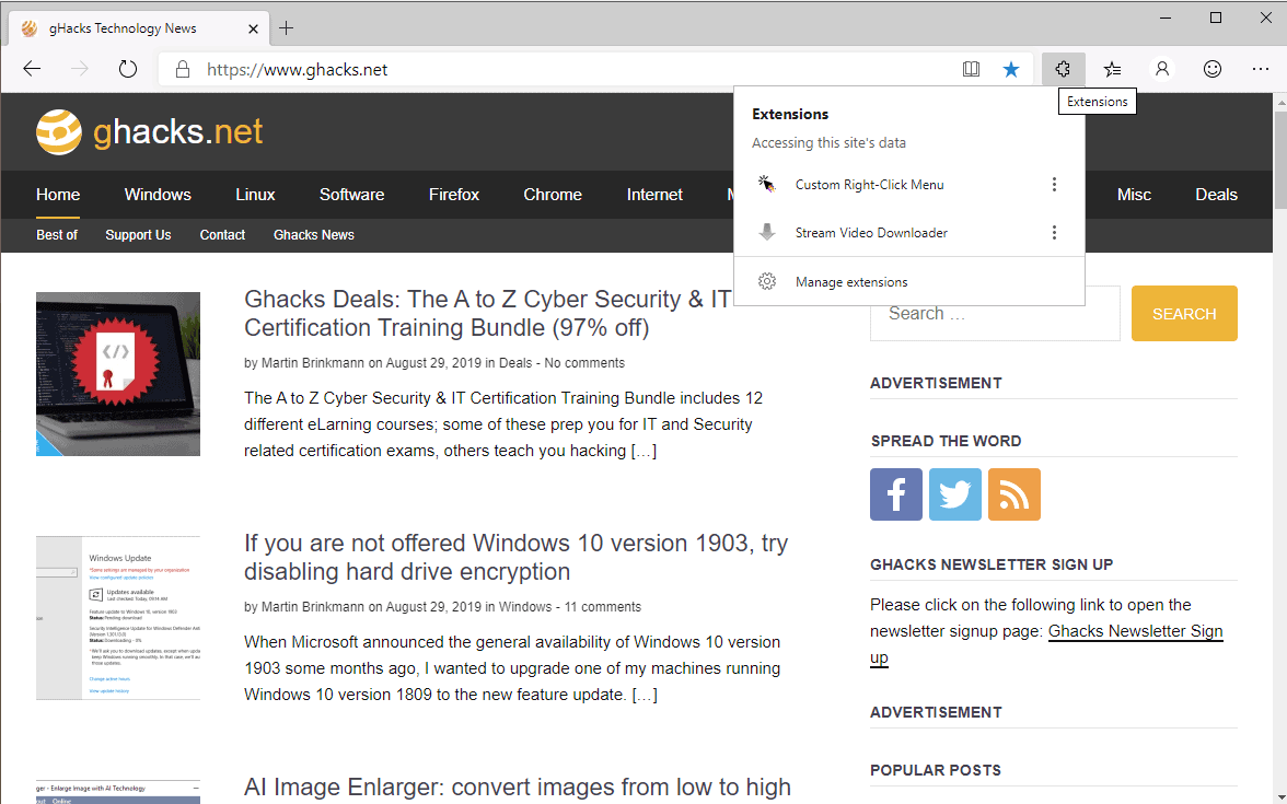 Latest Version of Microsoft Edge Lets You Control Extensions Through the  Toolbar