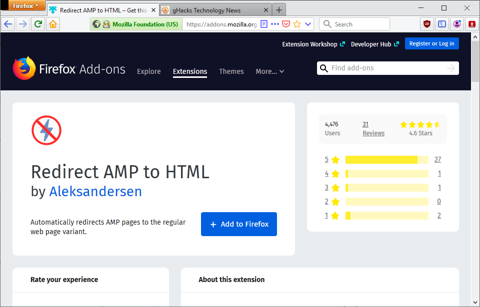 redirect amp to html