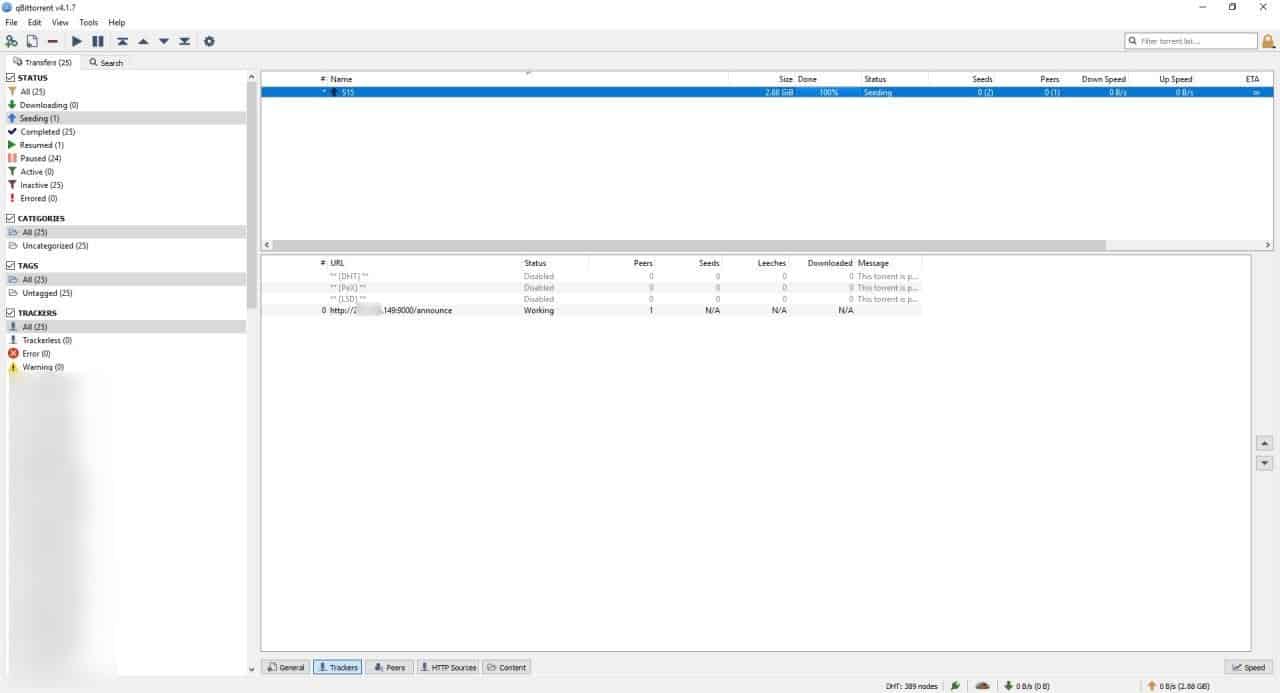 Seeding a private torrent using qBittorrent