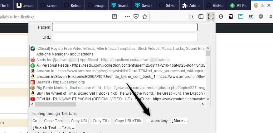 How to locate a noisy tab in Firefox and switch to it instantly