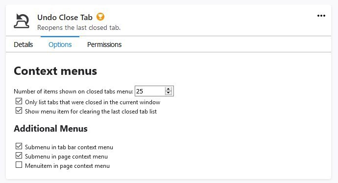 Undo Close Tab Firefox extension