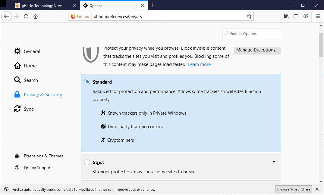 firefox 69 tracking protection enhanced