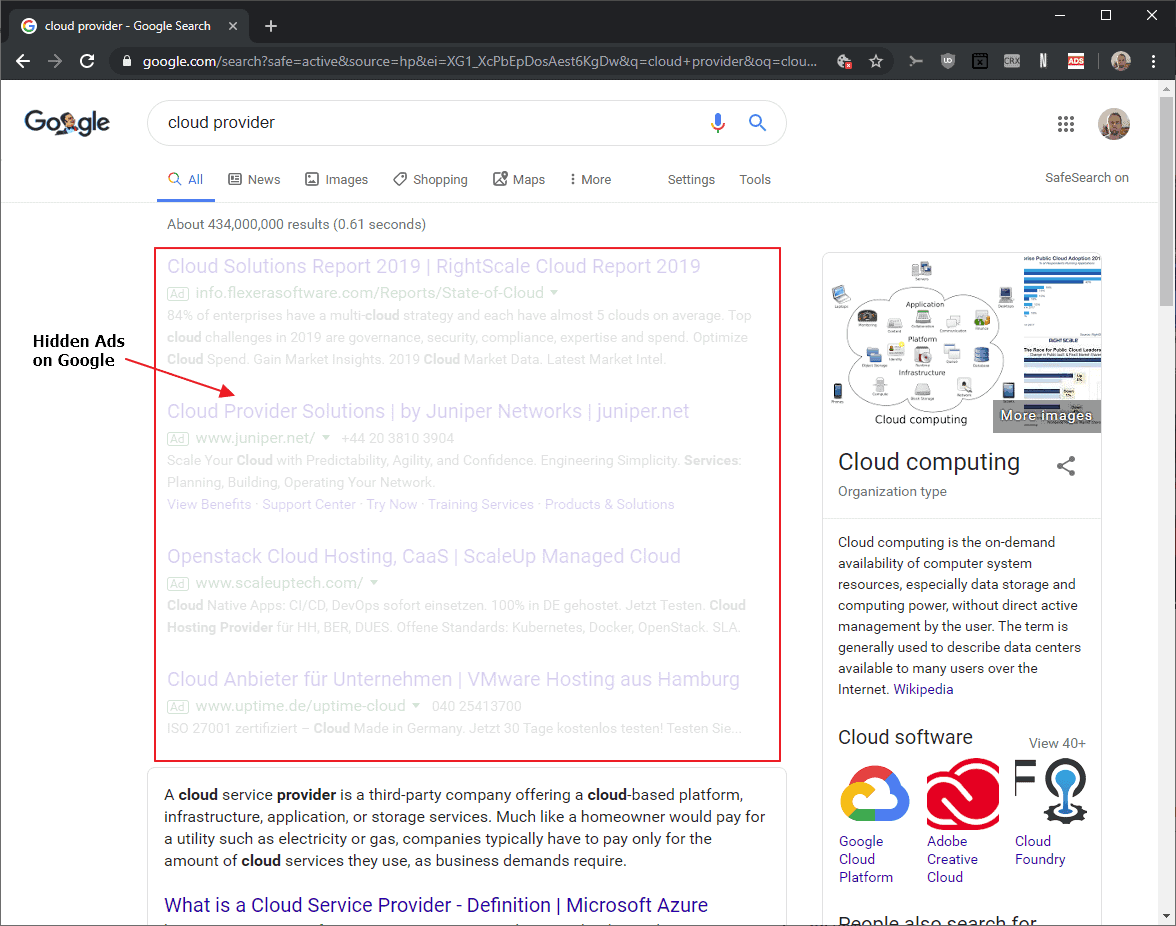 google hide ads