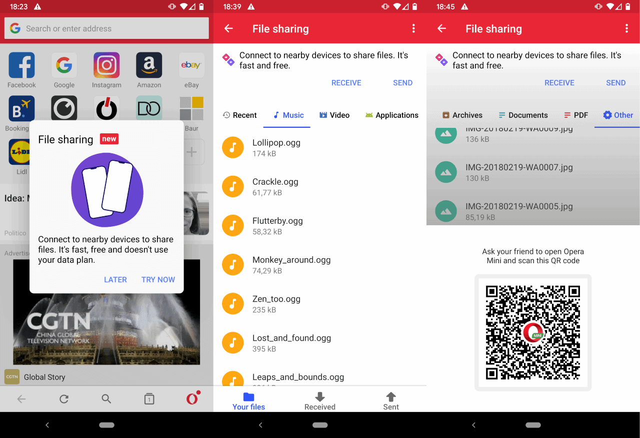 Opera Mini update introduces offline file sharing support