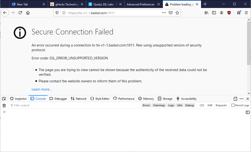 secure connection failed firefox