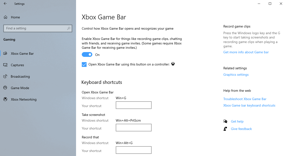 xbox game bar settings