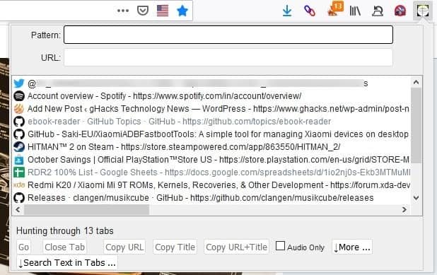 Find tabs quickly with the Tabhunter extension for Firefox and Chrome