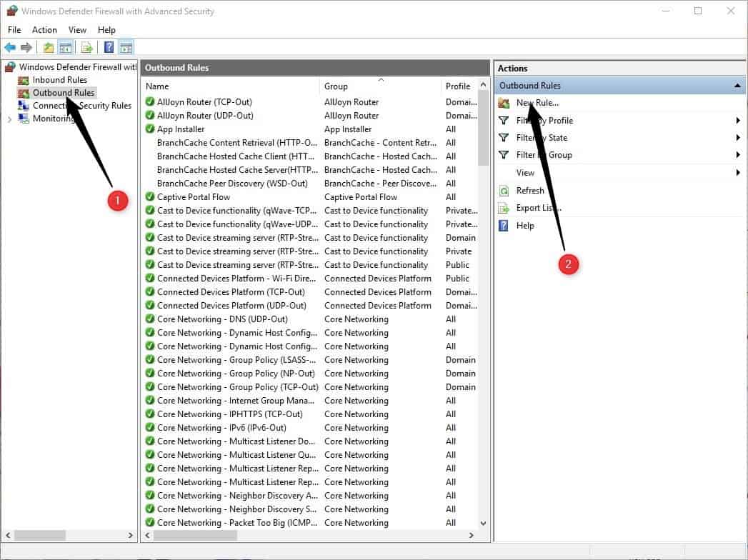 Jak zabráním bráně firewall blokování internetového systému Windows 10?