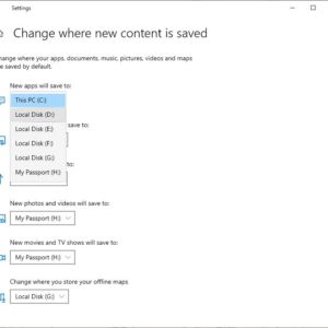 How to change the default save location on Windows 10 - choose a drive