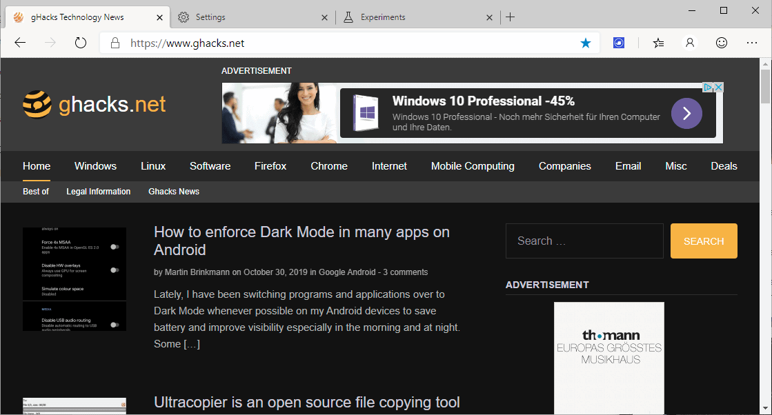 Het formulier kern vervaldatum How to enforce dark mode on sites in Microsoft Edge - gHacks Tech News