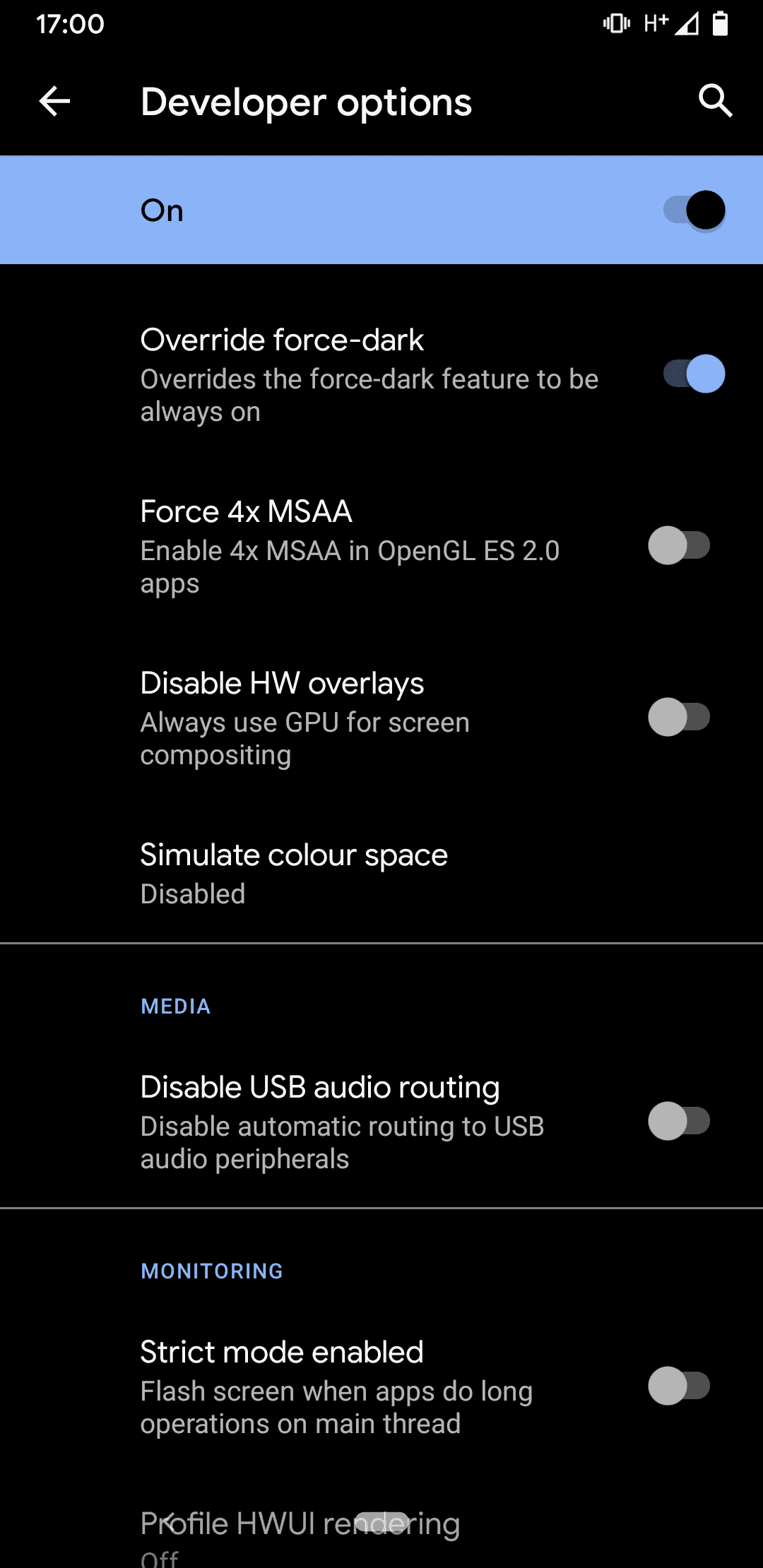 force dark mode android
