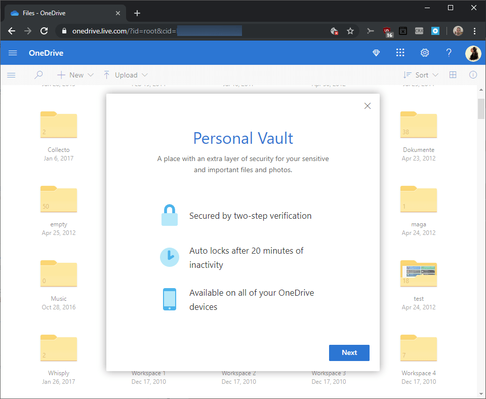 onedrive personal vault