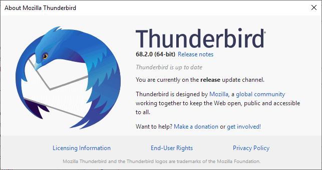 Mail client Thunderbird 68.2.0 is out