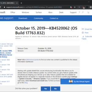 windows october 2019 updates KB4520062
