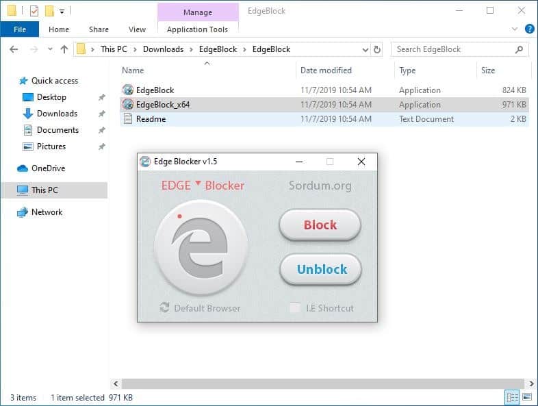 Edge Blocker - icon changes when it's blocked