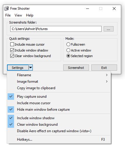 Free Shooter screenshot tool for Windows