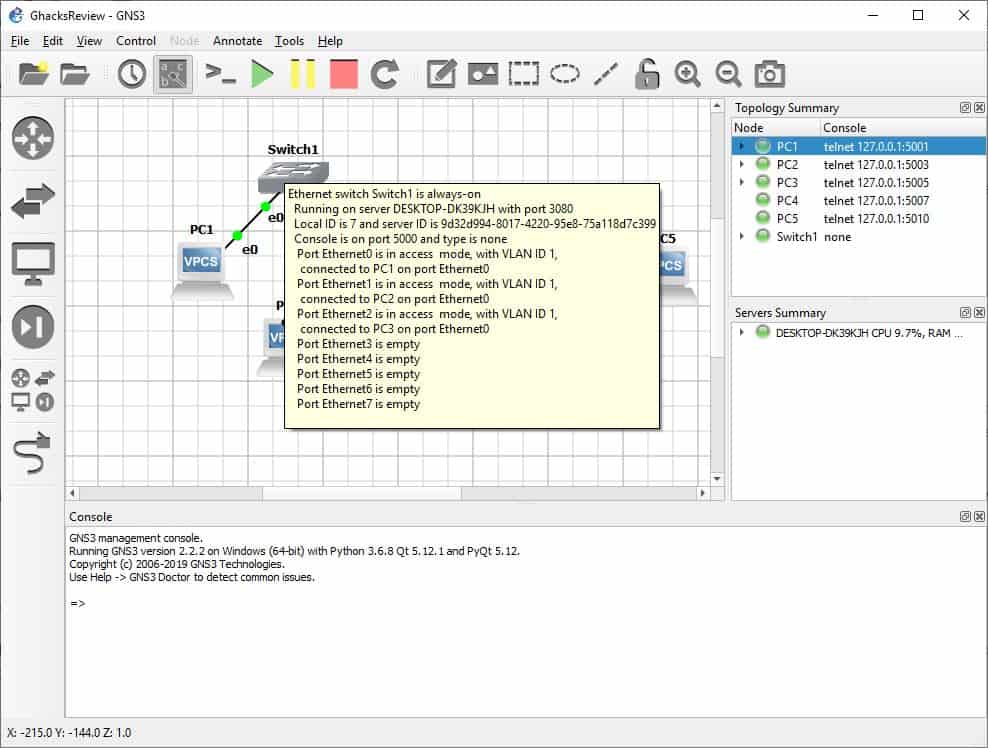 GNS3 status