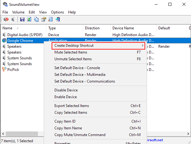Create Mute/Unmute Sound shortcuts for any Windows program