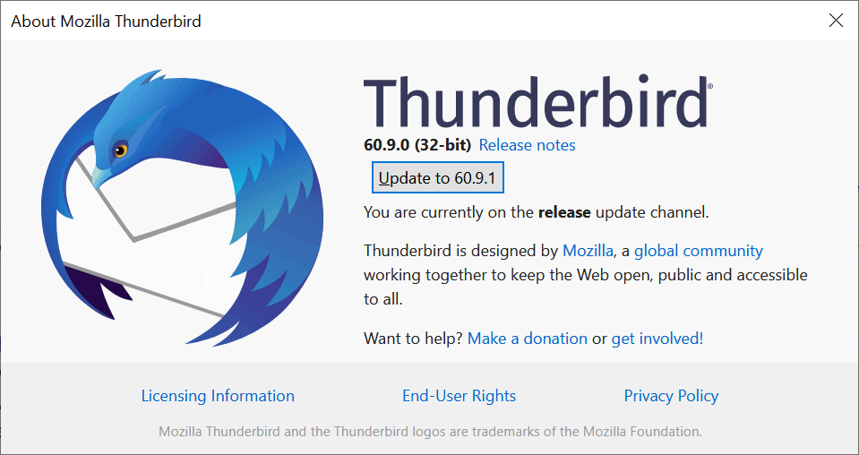 thunderbird 60.9.1