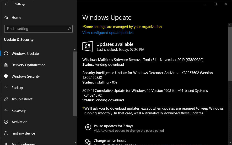 windows updates security november 2019