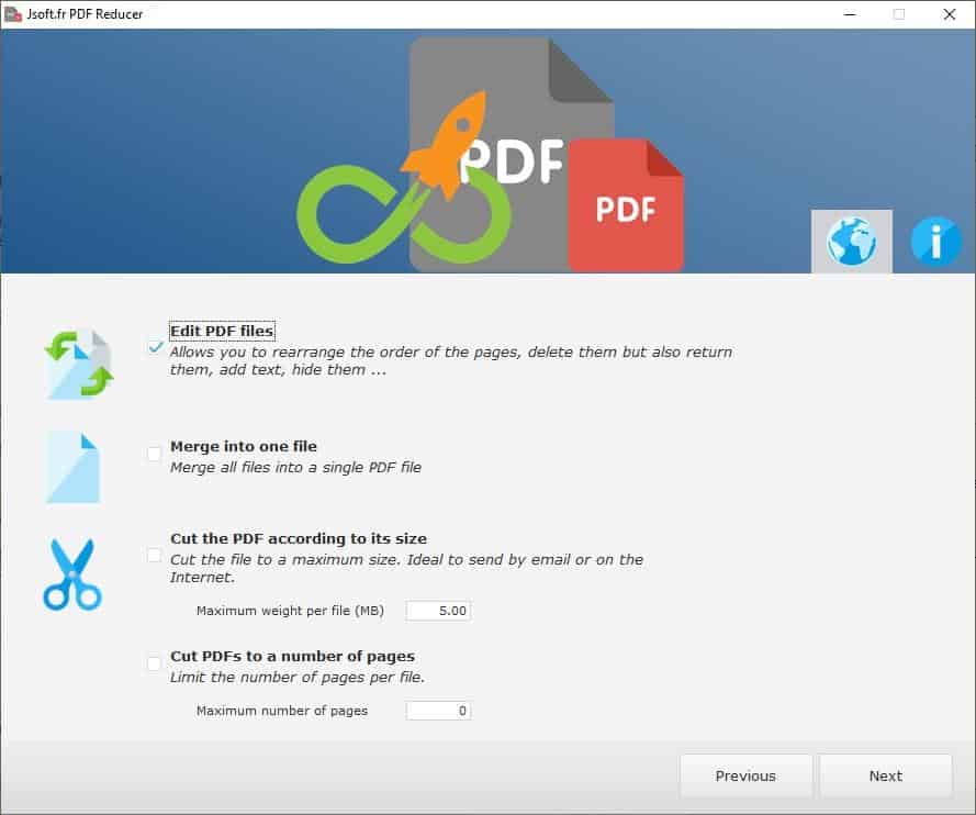 Jsoft PDF Reducer options 2