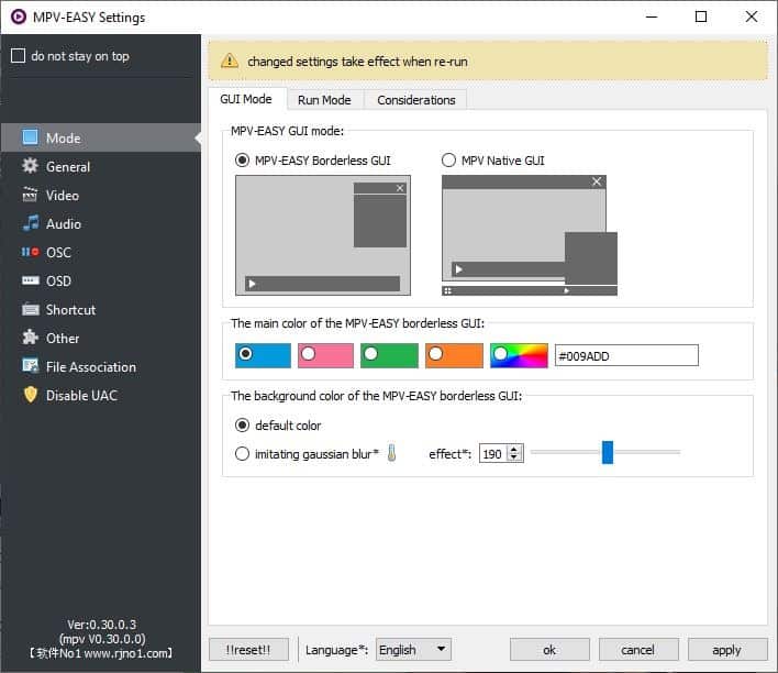 MPV-Easy Player settings